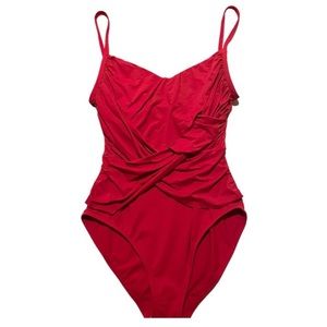 La Blanca Island Goddess One Piece Swimsuit Red Size 14